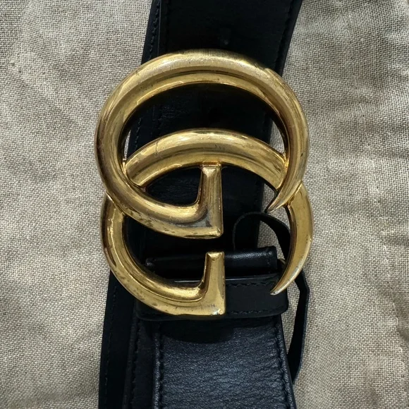 Gucci | Accessories | Gucci Black And Gold Belt With Iconic  display picture 3